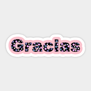 Thank you, with colored letters with dots in Spanish language Sticker